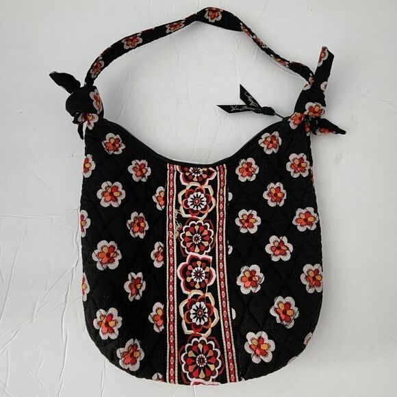 Vera Bradley Retired Mini Hobo Bag Pirouette Black & Red Floral - Picture 4 of 9